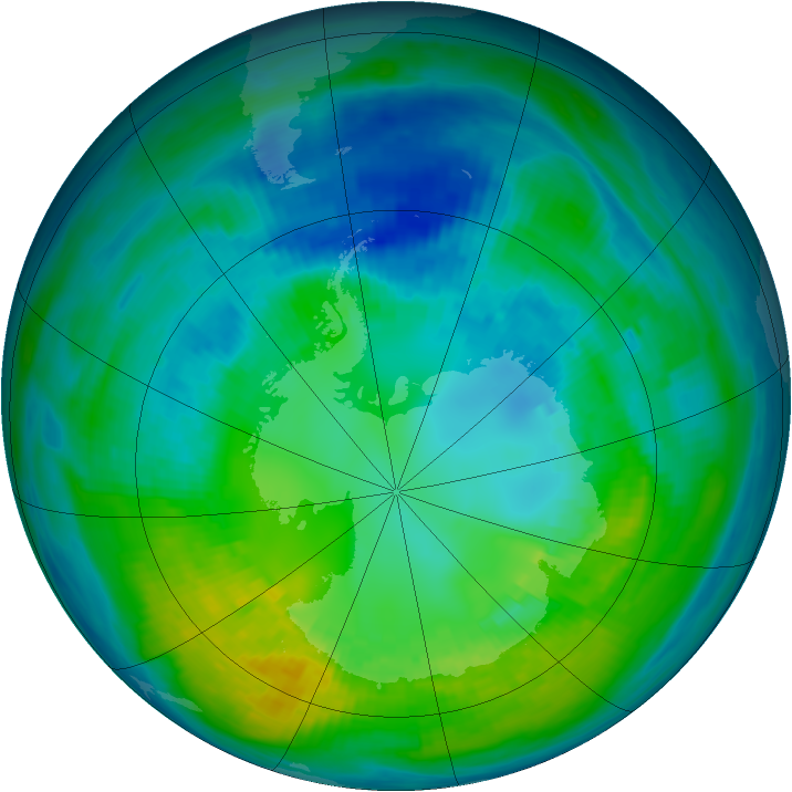 Antarctic ozone map for 20 April 1981